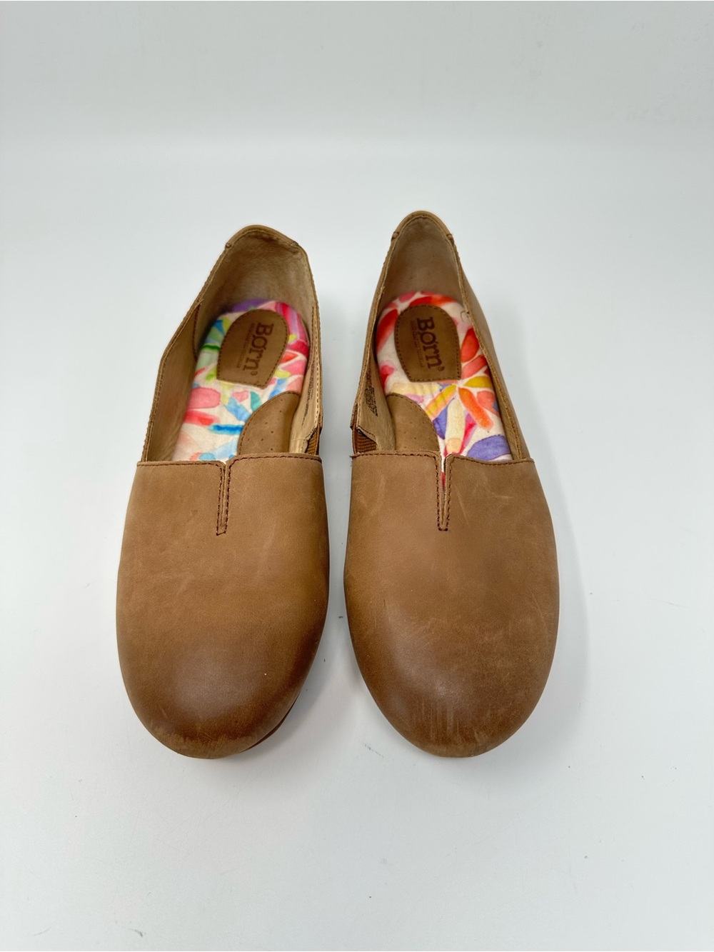 Born Sebra Brown Leather Flat with Cautioned Sole Women's Size 8W - Picture 3 of 15